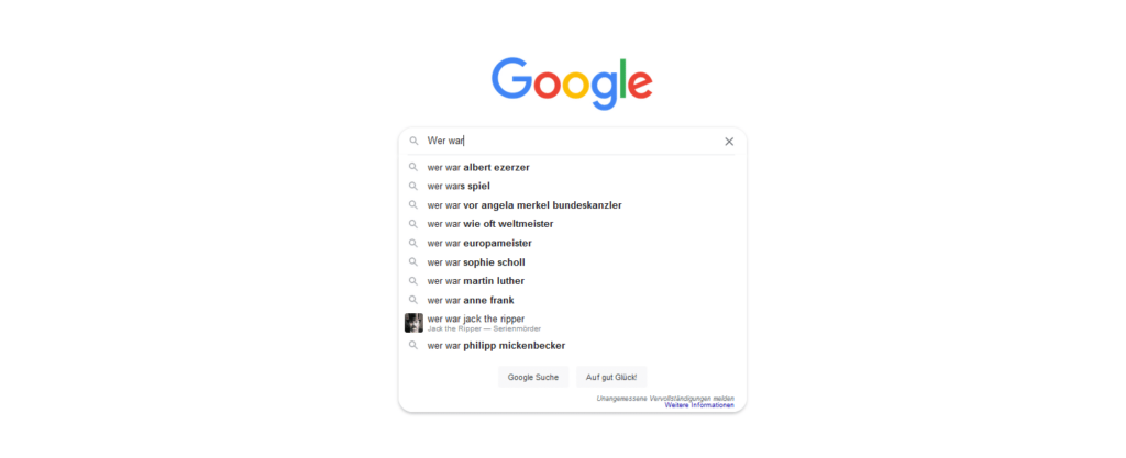 Dropdownmenü bei Google