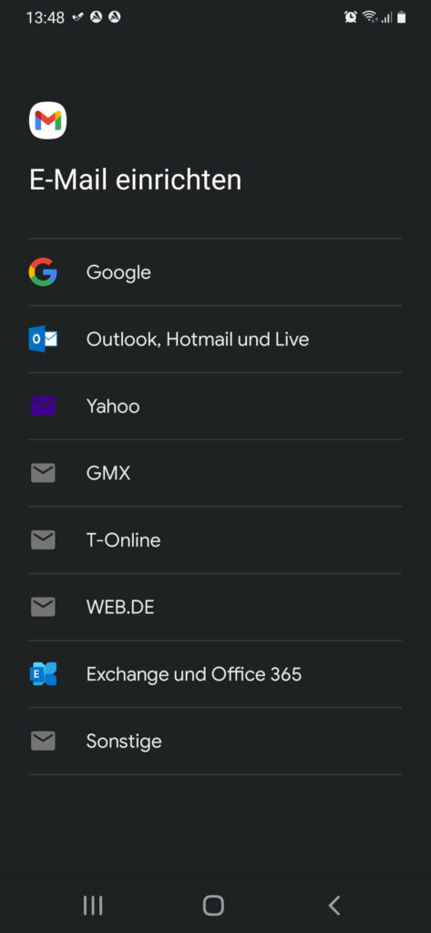 GMail einrichten - Android