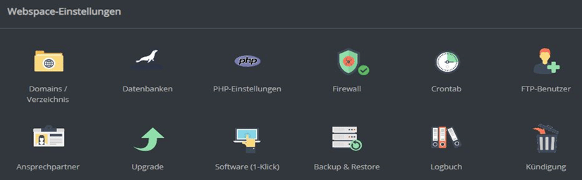 Webspace-Einstellungen - Backup
