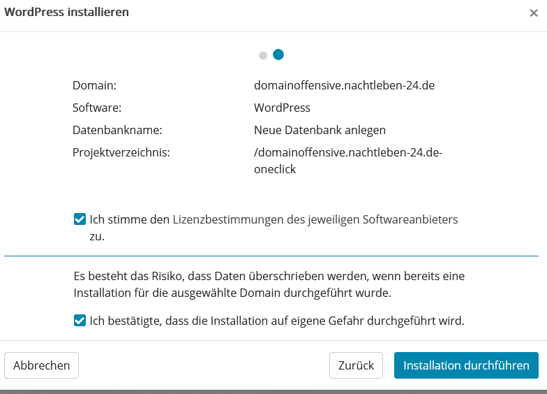 Webspace - WordPress installieren