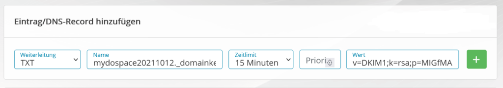 DKIM-Eintrag in der DNS