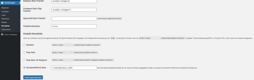 Einstellungsoptionen für Permalinks in WordPress