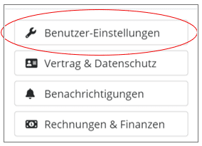 do.de - Menü mit Benutzereinstellungen