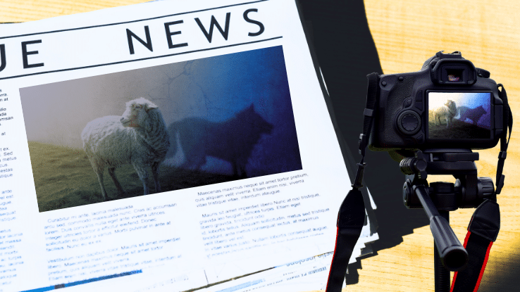 Zeitungsausschnitt mit manipuliertem Foto