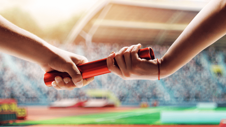 Staffellauf Stabübergabe