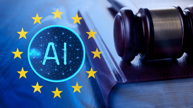 AI-Symbol mit EU-Sternen